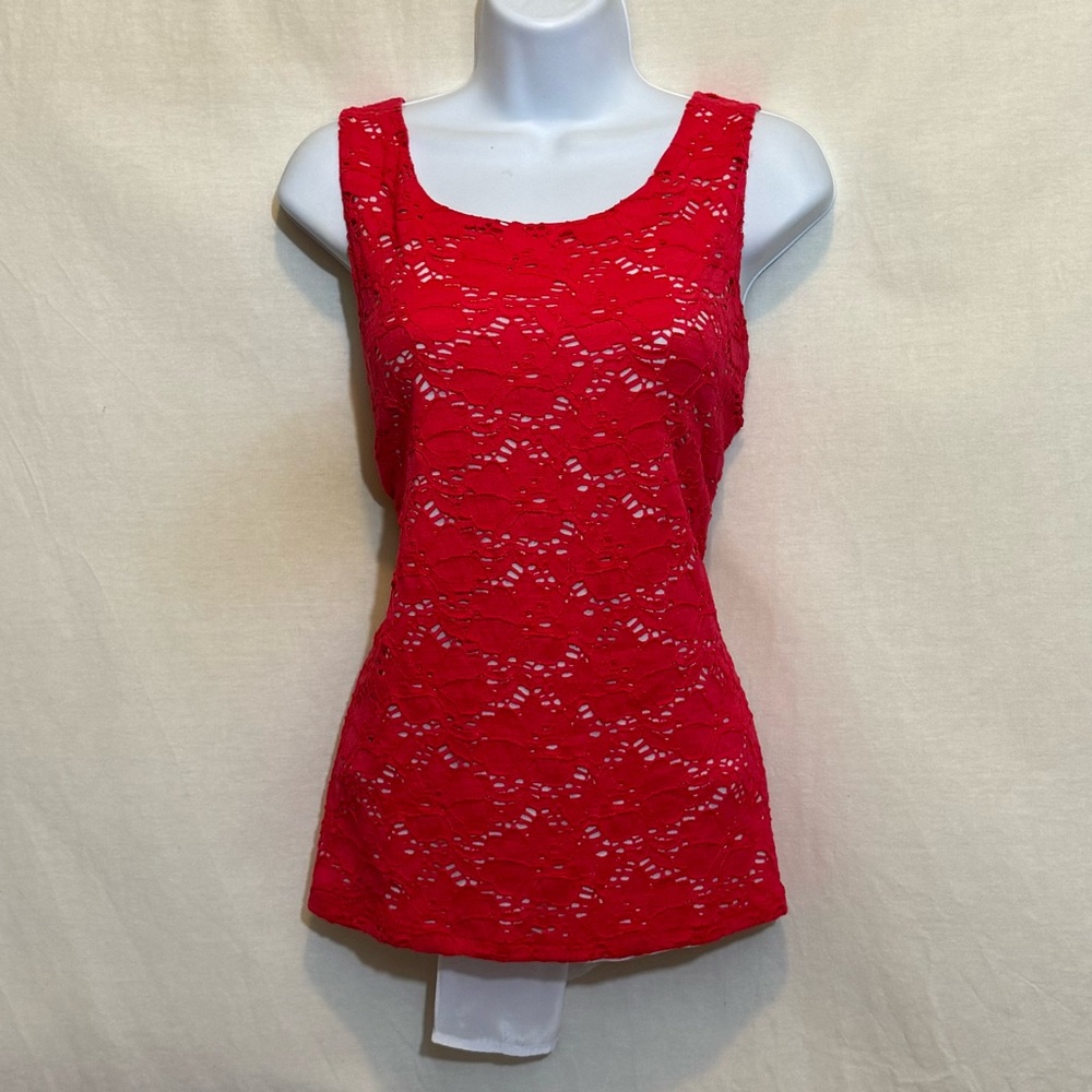 C-24 Kaari Blue NWT Pink & White Lace Sleeveless‎ Pullover Blouse Size M
